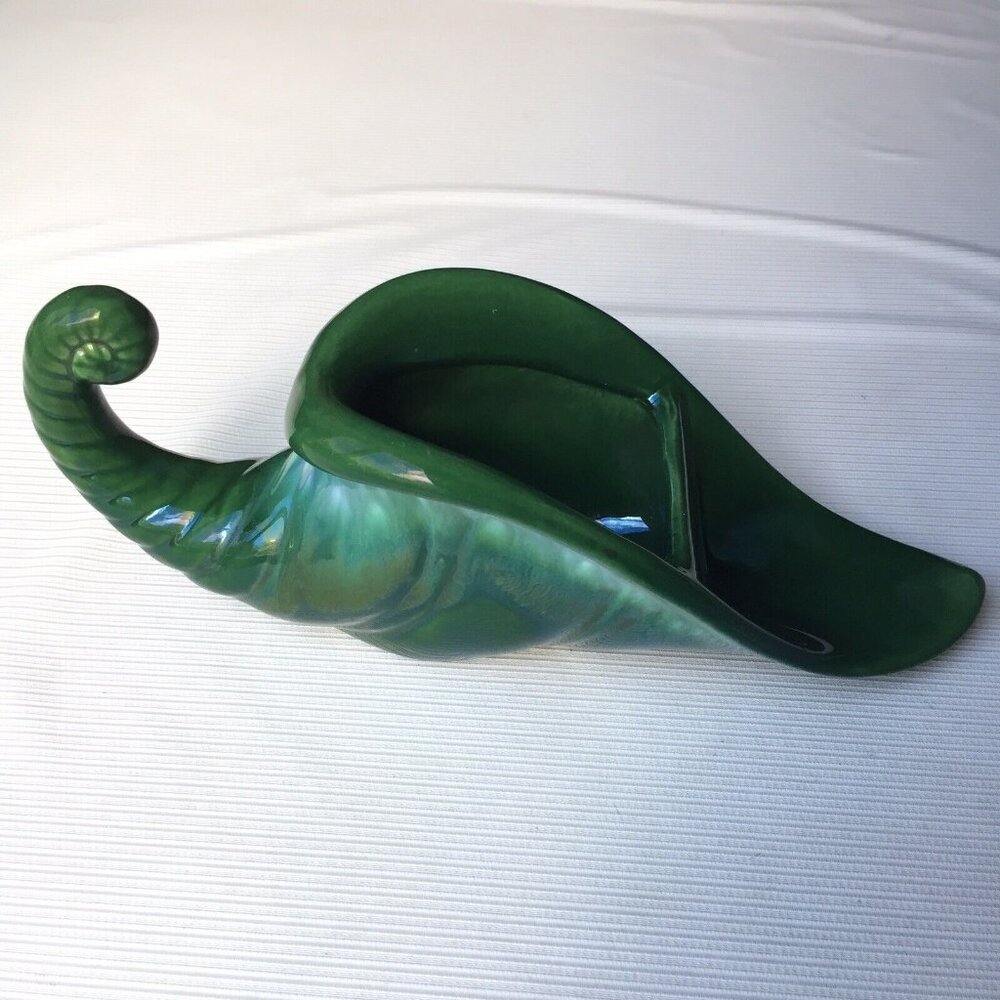 Royal Haeger Cornucopia Planter Horn of Plenty Green Art Pottery Decor Vintage
